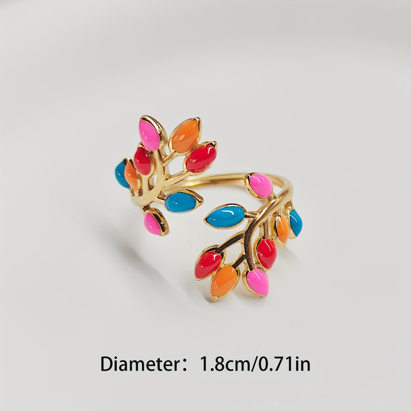 luxury leaf-shaped open ring