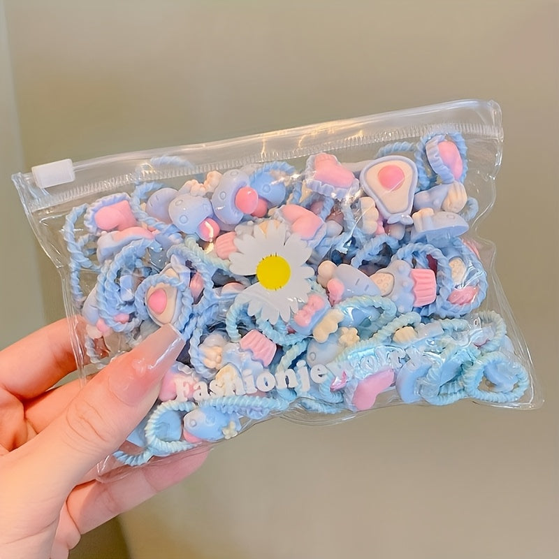 40pcs Cute Hair Ties Set - Colorful Elastic Hair Bands for Women and, Ideal for Ponytails and Braids, Festive Holiday Gift|Playful Design|Durable Hair Accessories