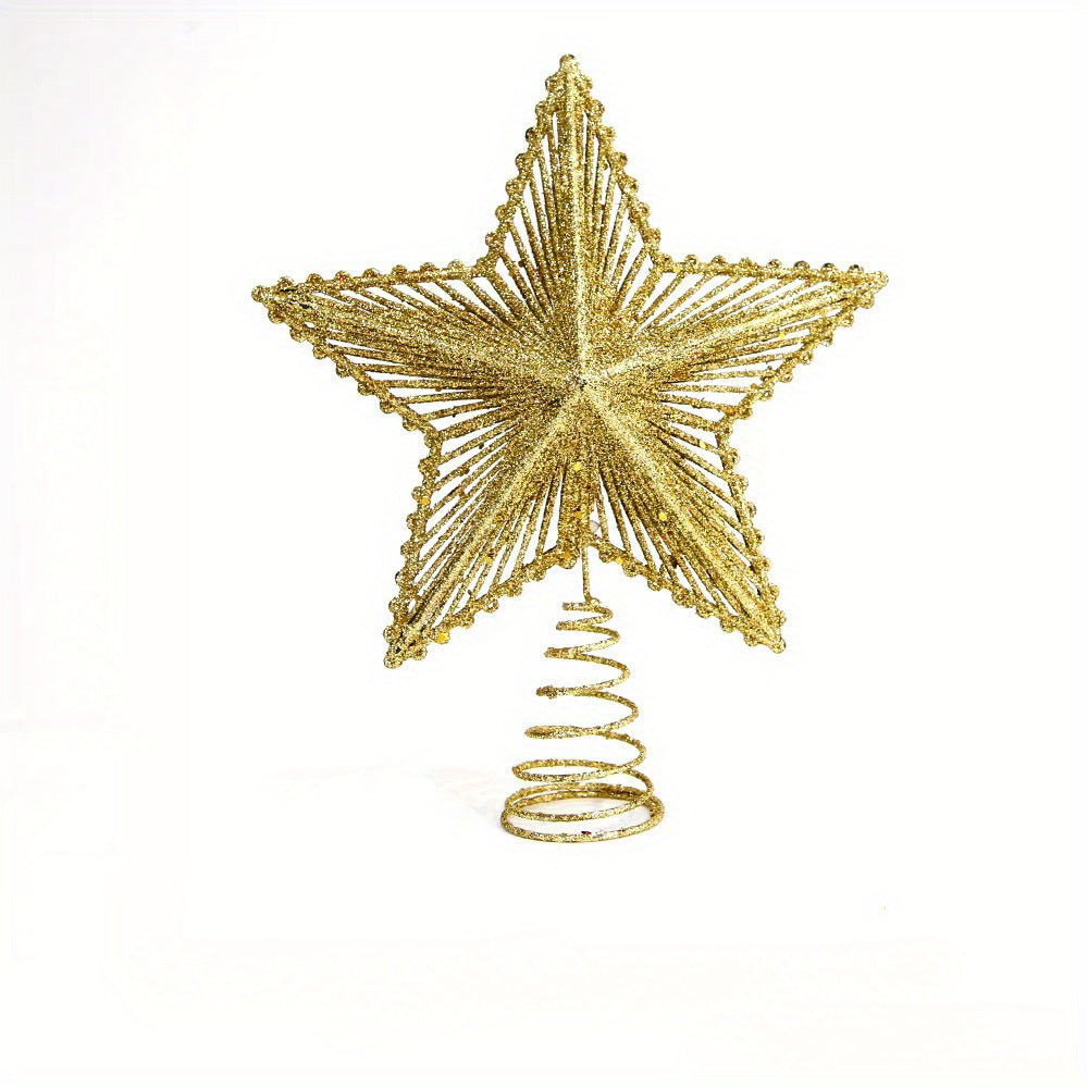 1pc Christmas Tree Topper - Sparkling Star Decoration with Red, Golden, or Silvery - Lightweight & Sturdy Plastic Construction for Indoor/Outdoor Xmas Tree, Wedding, Party Decor - No Electricity Needed - Easy Hang Loop - Holi