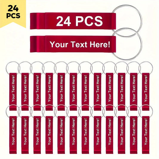 24pcs Custom Engraved Aluminum Bottle Opener Keychains - Personalized Party Favors, Durable Lightweight Metal Keyrings for Weddings, Corporate Events, Promotional Gifts (Multi-Color Options), Wedding Favors, Modern Keychain,