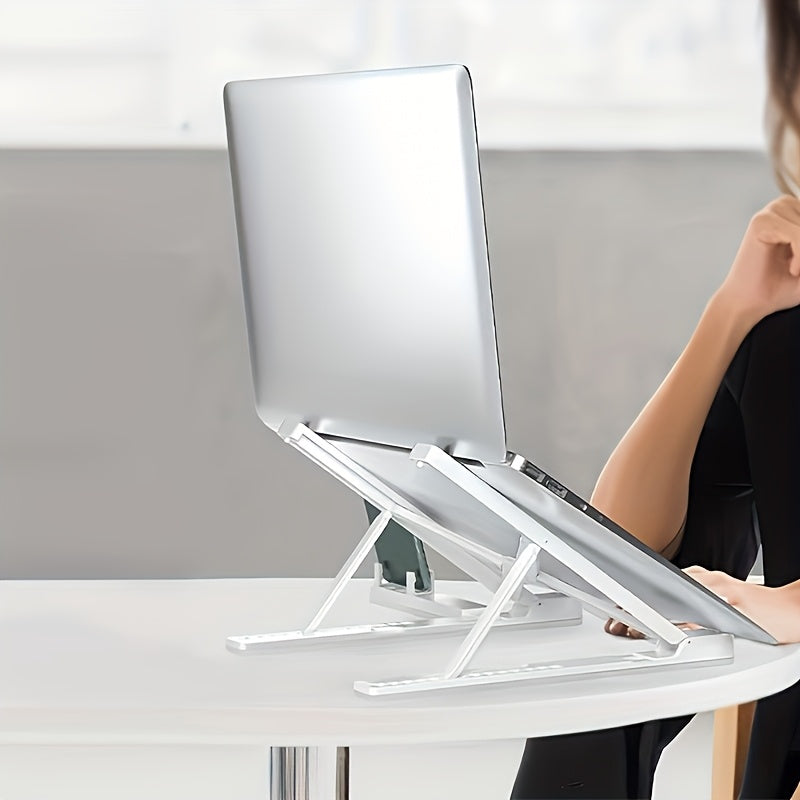 2-in-1 adjustable laptop stand with cooling function, portable ABS tripod base, stable and ergonomically designed, suitable for home office and remote work, laptop support stand, essential item for remote work, modern technol
