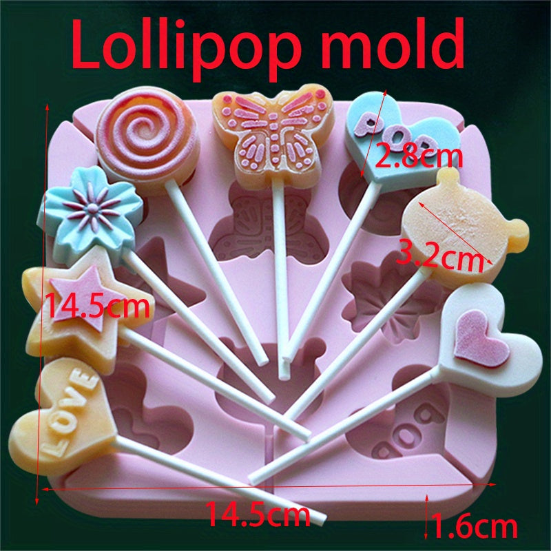 1pc, Lollipop Mold, 3D Silicone Mold, Reusable Cake Pop Mold, Candy Mold, Snack Mold, Baking Tools, Kitchen Accessories