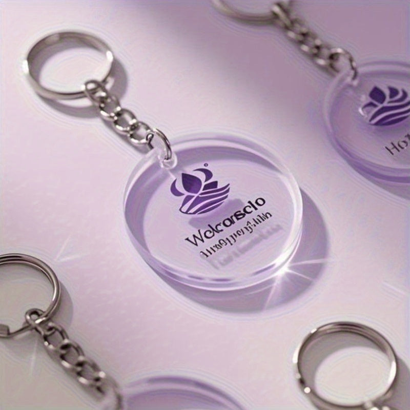 10/20/30/50/80 Custom Clear Acrylic Keychains - Round Photo/Logo/Text Engraved Key Rings, Durable Personalized Gifts Suitable for Backpack Decorations, Couples, Friends, and Family