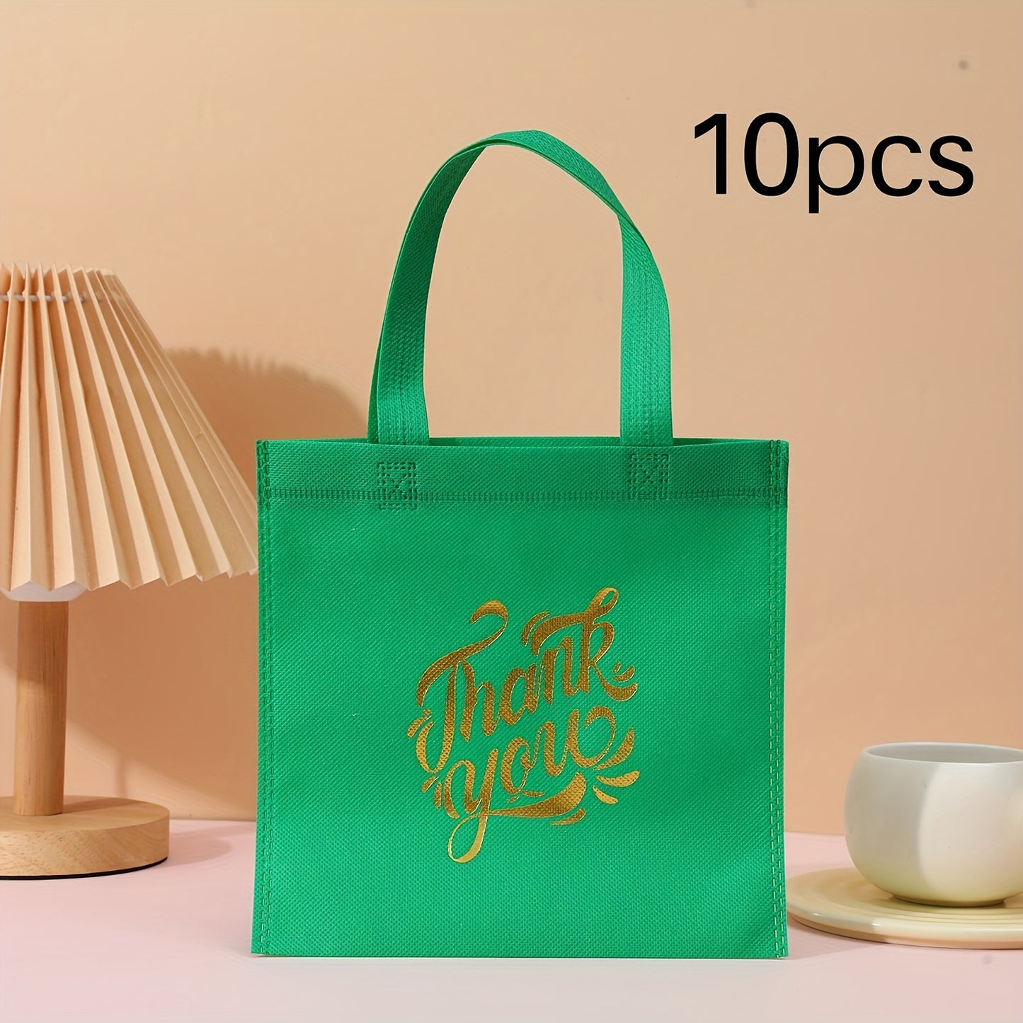 10pcs Thank You Gift Bags - Reusable Non-Woven Tote Bags with Rainbow Colors & Golden Glitter "Thank You" Design, Sturdy Handles for Birthdays, Weddings, Holidays, Small Business Gifts, Small Gift Bags, Event Favor Bags, Eleg