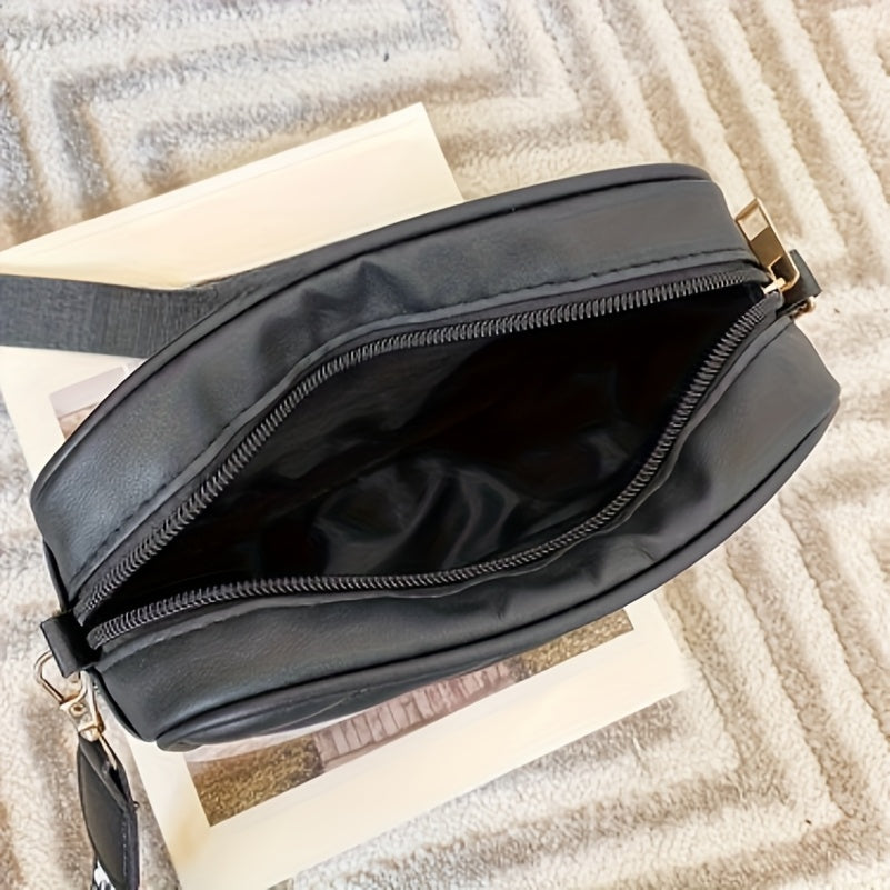 Elegant Square Crossbody Bag with Adjustable Strap & Golden-Tone