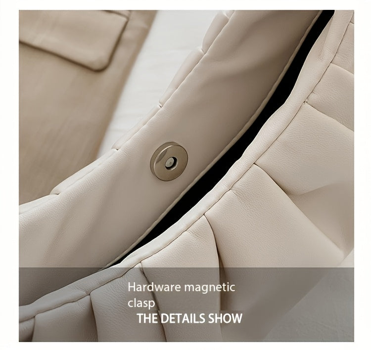 Structured Small Handbag with Ruffled Bow & Snap Button Closure