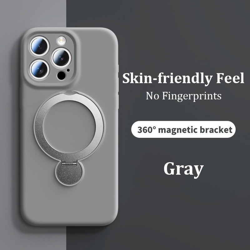 Luxury Multicolor Liquid Matte Stand Phone Case for iPhone 16 15 14 13 Pro Max Magnetic Wireless Charging 360°Rotating Desktop Bracket 16ProMax Cases Shockproof Back Cover