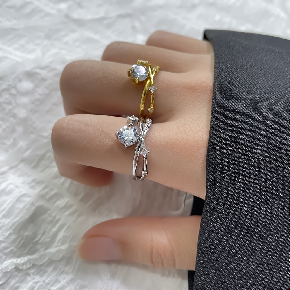 cosmic orbit planet design copper micro-inlaid synthetic Zirconia ring