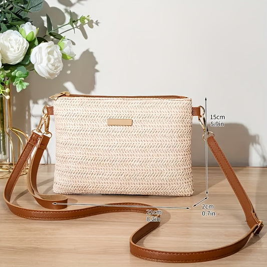 Bohemian Woven Crossbody Bag with Adjustable Strap