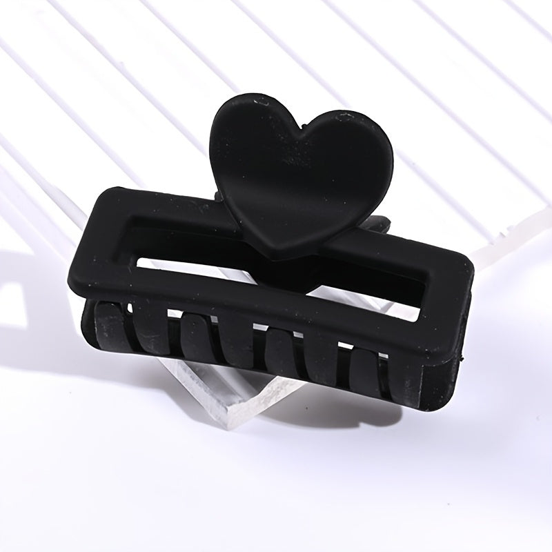 5pcs Elegant Heart-Shaped Rectangular Hair Clips - Matte Finish, Small Size, Plastic Material, Retro Style, Perfect for Valentine'S Day or Daily Use, Valentine'S Day Accessories | Elegant Hair Design | Plastic Claw Clips