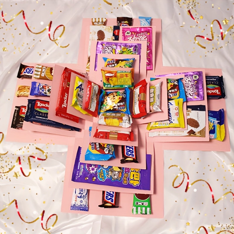 1 Surprise Gift Box Set with Lid, Suitable for Birthdays, Valentine'S Day, Weddings and Proposals, etc. - Multifunctional DIY Party Gift Packaging Kit Without Food, Multi-Compartment Display Box, Made of Paper Material