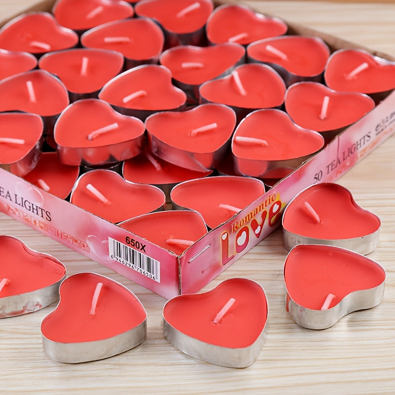 12/50 Heart-Shaped Candles - Golden & White, Single-Wick, Short Burn Time (1-4 Hours), Ideal for Valentine'S Day, Christmas, Halloween, Thanksgiving, Ramadan, and More - Perfect for Home Decor and Special Occasions, Candle De