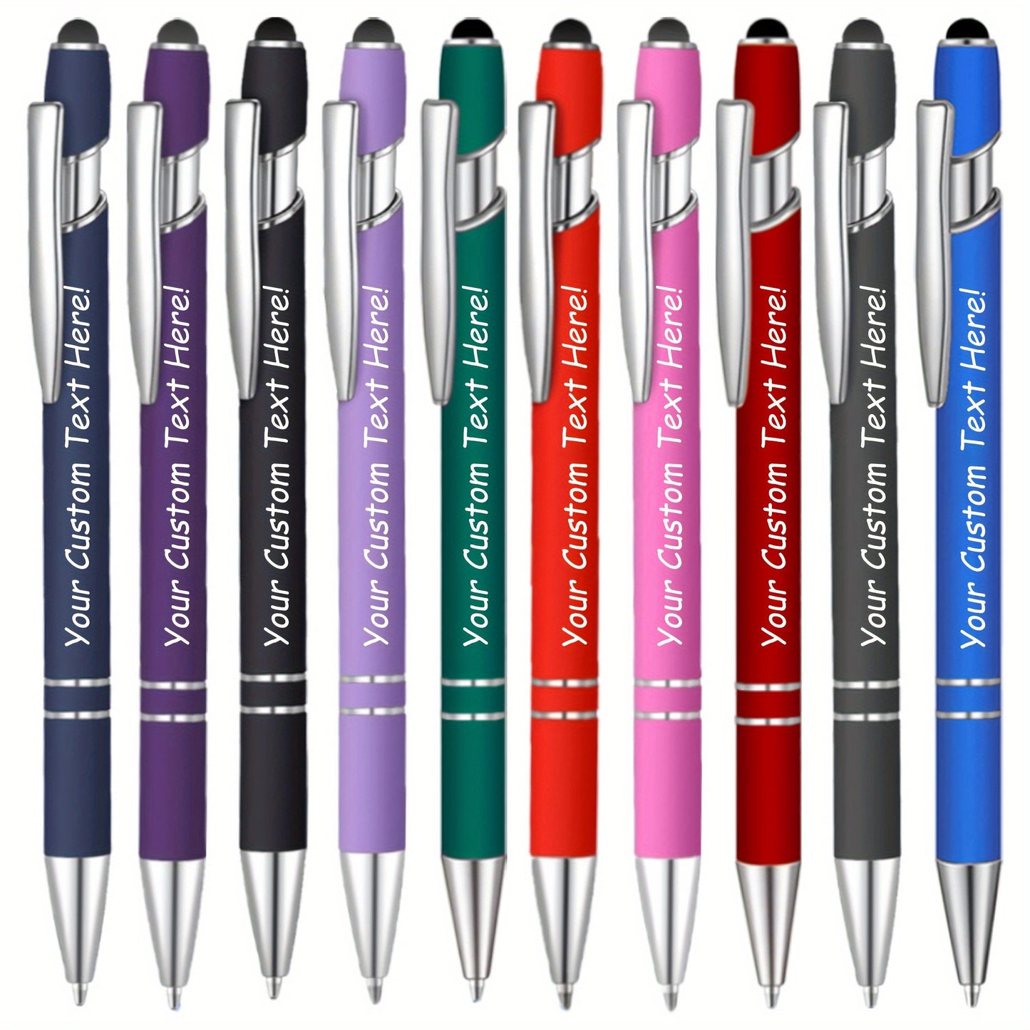 90/80/70/50/30/20pcs Customizable Engraved Ballpoint Pen Set - Personalized Text, Smooth Writing, Touch Screen Compatible, Black Metal Pen Holder, Ideal Gift for Business and School Anniversaries - No Feather Fine Tip Tools,