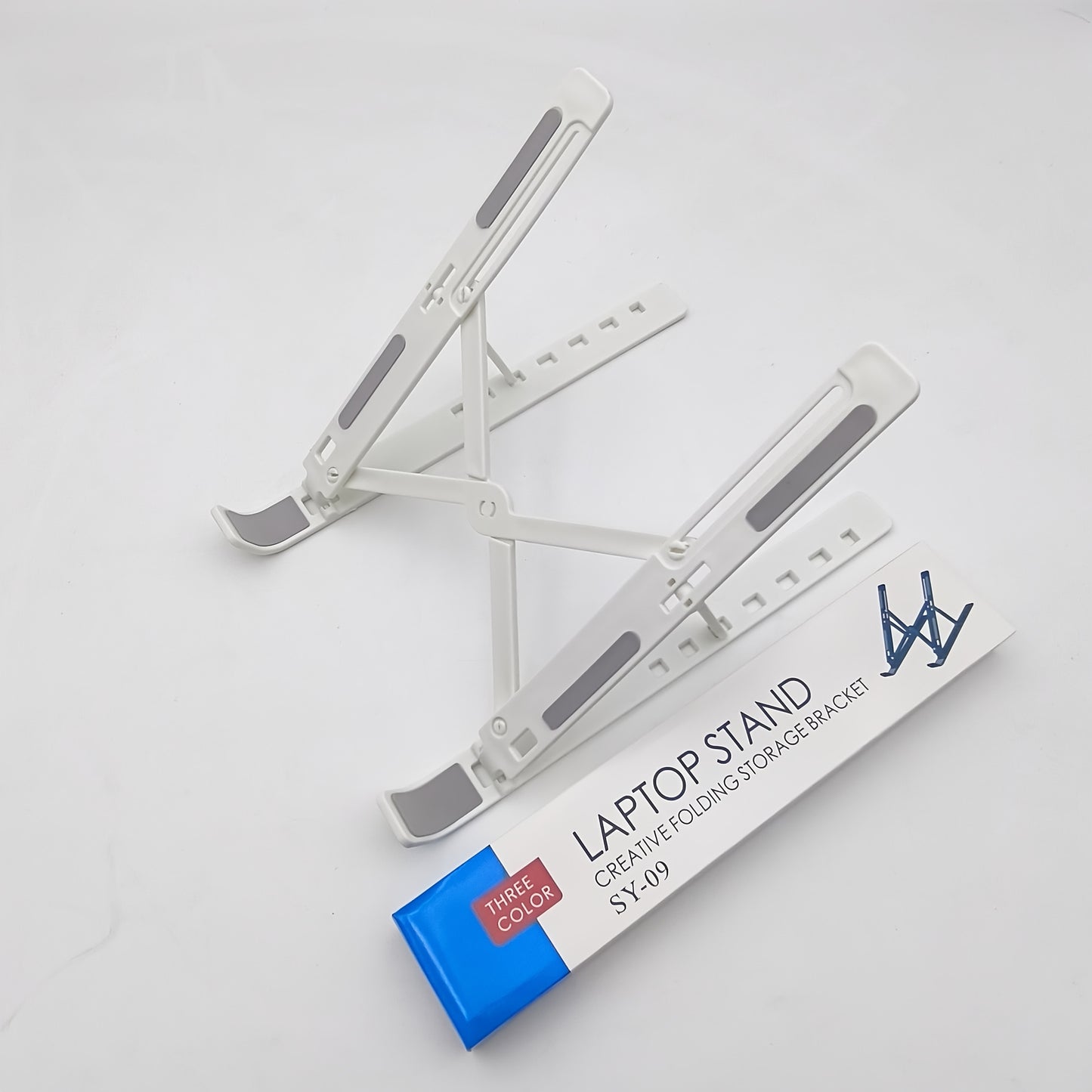 1 Portable Foldable Laptop Stand - 10-Level Adjustable Cooling Desk Support, Space-Saving Design for All Computers, White, Sturdy Structure, 4 Seasons Use