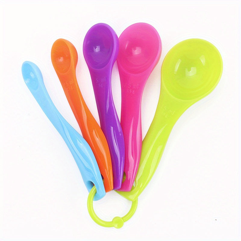 5pcs Stackable Plastic Measuring Cups with Spouts & Handles - BPA-Free, Accurate Cooking & Baking Tools, Random Colors (Blue, Green, Yellow, Purple, Red) for Precise Ingredient Measurements, Kitchen Essentials|Stackable Cups|