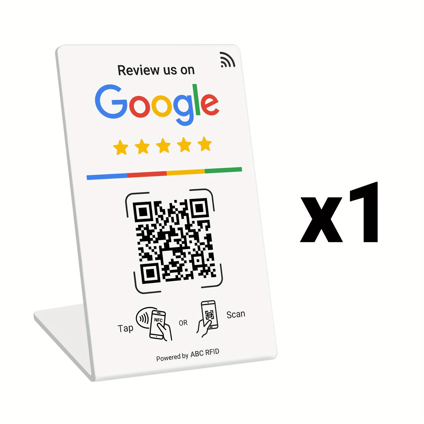 Social Media Integration Stand for Businesses - NFC Tap & QR Code, Easy Setup with Review Link ManaSynthetic Gemstoneent, Durable PVC, Perfect for Google Reviews and Social Media Integration, Social Media Stand