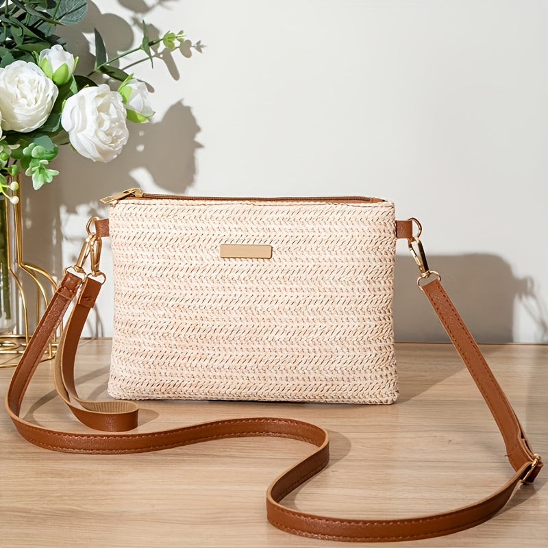 Bohemian Woven Crossbody Bag with Adjustable Strap