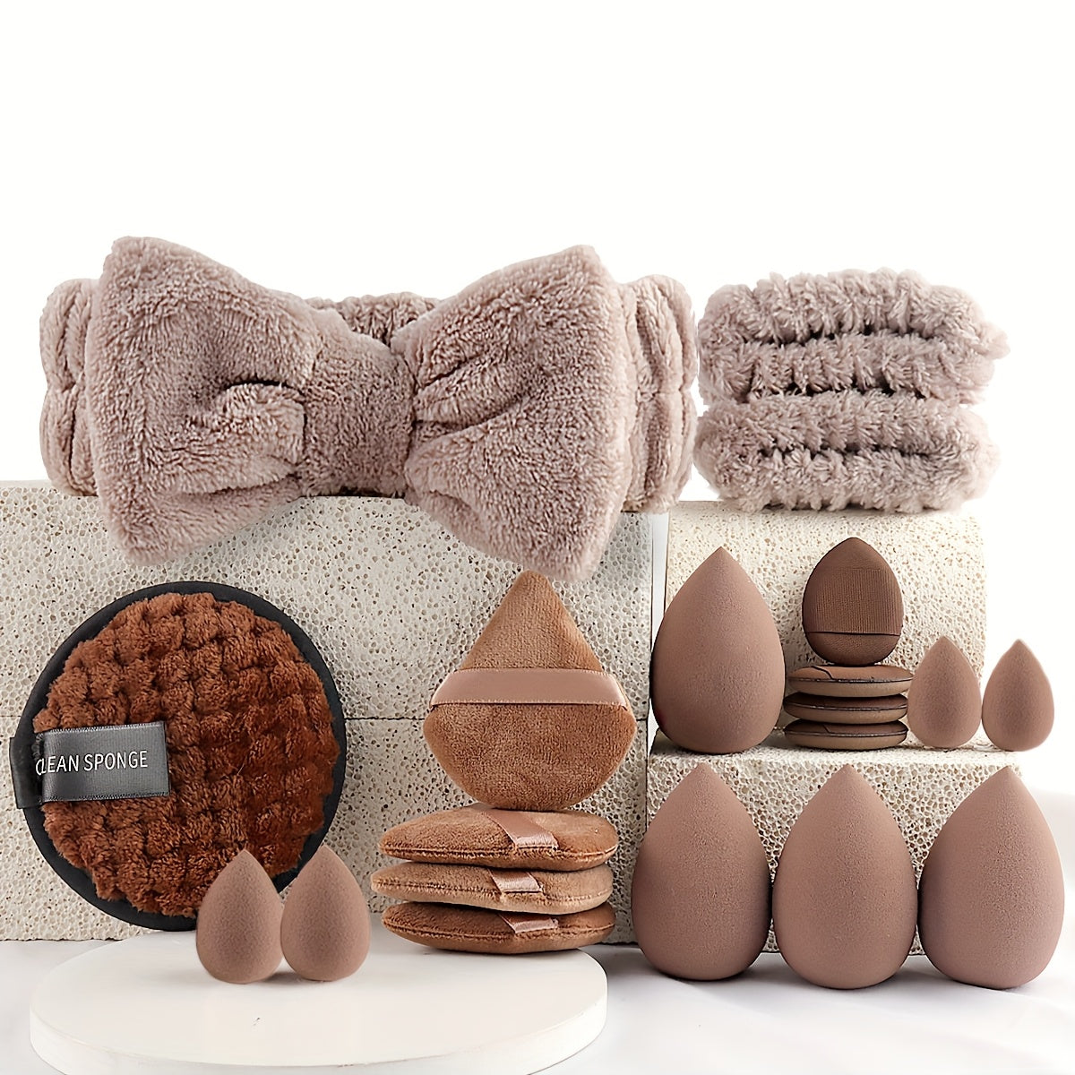 46pcs/45pcs/40pcs/20pcs/35pcs27pcs Makeup Brush Set Facial and Eye Shadow Brushes Super Soft Concealer, Blush, Contouring, Mixing, Eyeshadow, Makeup Sponge Set Powder Puff Suitable for All Skin Types, Face Washing Hair Tie Co