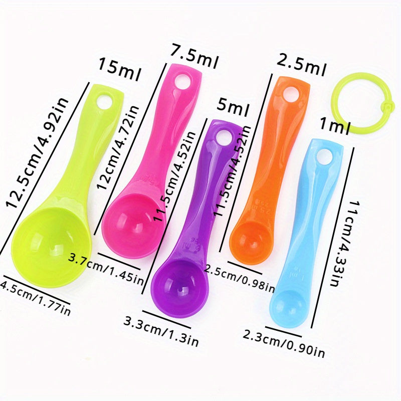 5pcs Stackable Plastic Measuring Cups with Spouts & Handles - BPA-Free, Accurate Cooking & Baking Tools, Random Colors (Blue, Green, Yellow, Purple, Red) for Precise Ingredient Measurements, Kitchen Essentials|Stackable Cups|