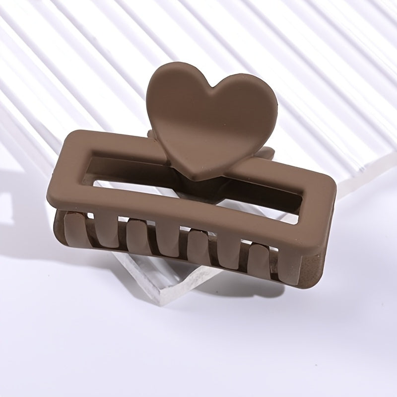 5pcs Elegant Heart-Shaped Rectangular Hair Clips - Matte Finish, Small Size, Plastic Material, Retro Style, Perfect for Valentine'S Day or Daily Use, Valentine'S Day Accessories | Elegant Hair Design | Plastic Claw Clips