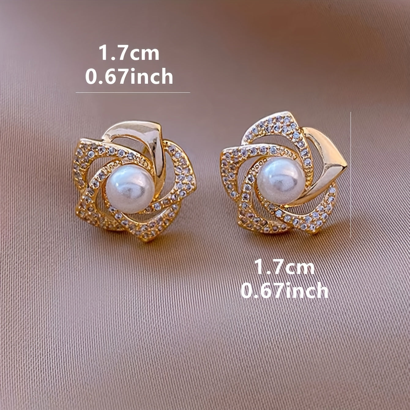 Elegant Floral Design Stud Earing with Imitation Pearl