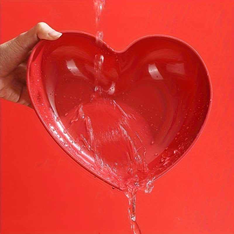 6pcs Plastic Heart-Shaped Serving Plate Set Red Love Theme Fruit, Snack and Candy Plate, for Valentine'S Day, Wedding, Banquet and Special Occasions