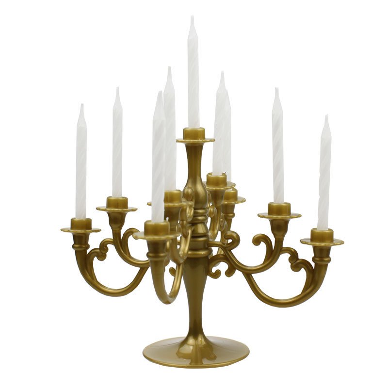 Elegant Candelabra Cake Topper Set with Candles - Perfect for Weddings, Birthdays & Holiday Celebrations - Versatile Table Centerpiece & Home Decor