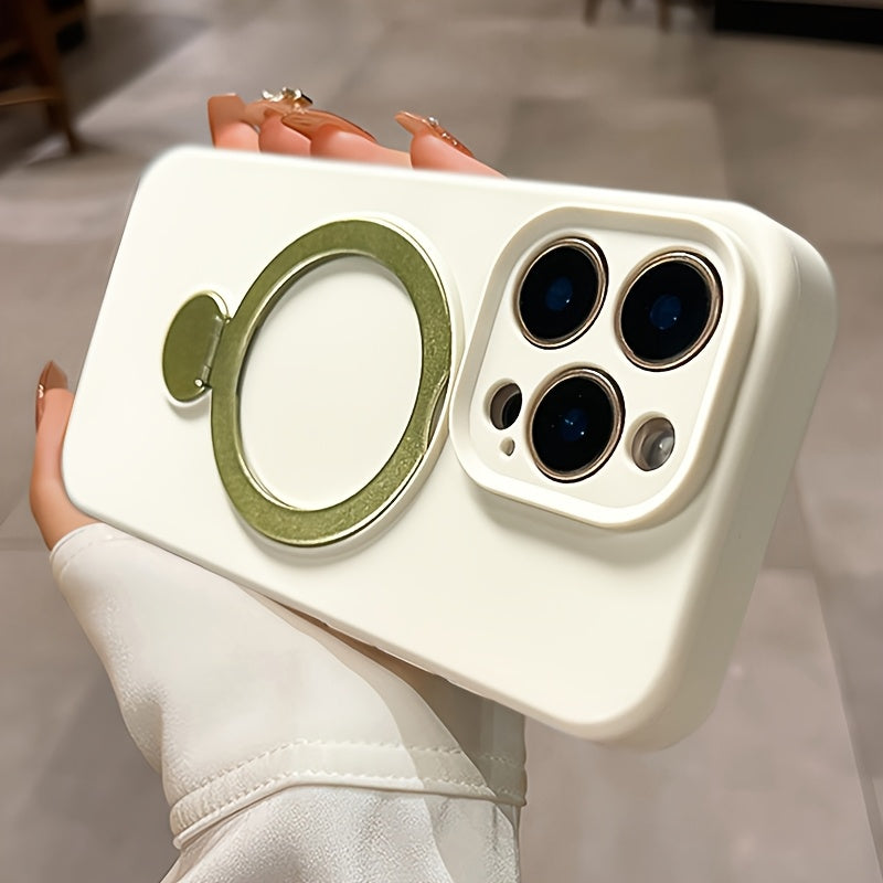 Luxury Multicolor Liquid Matte Stand Phone Case for iPhone 16 15 14 13 Pro Max Magnetic Wireless Charging 360°Rotating Desktop Bracket 16ProMax Cases Shockproof Back Cover