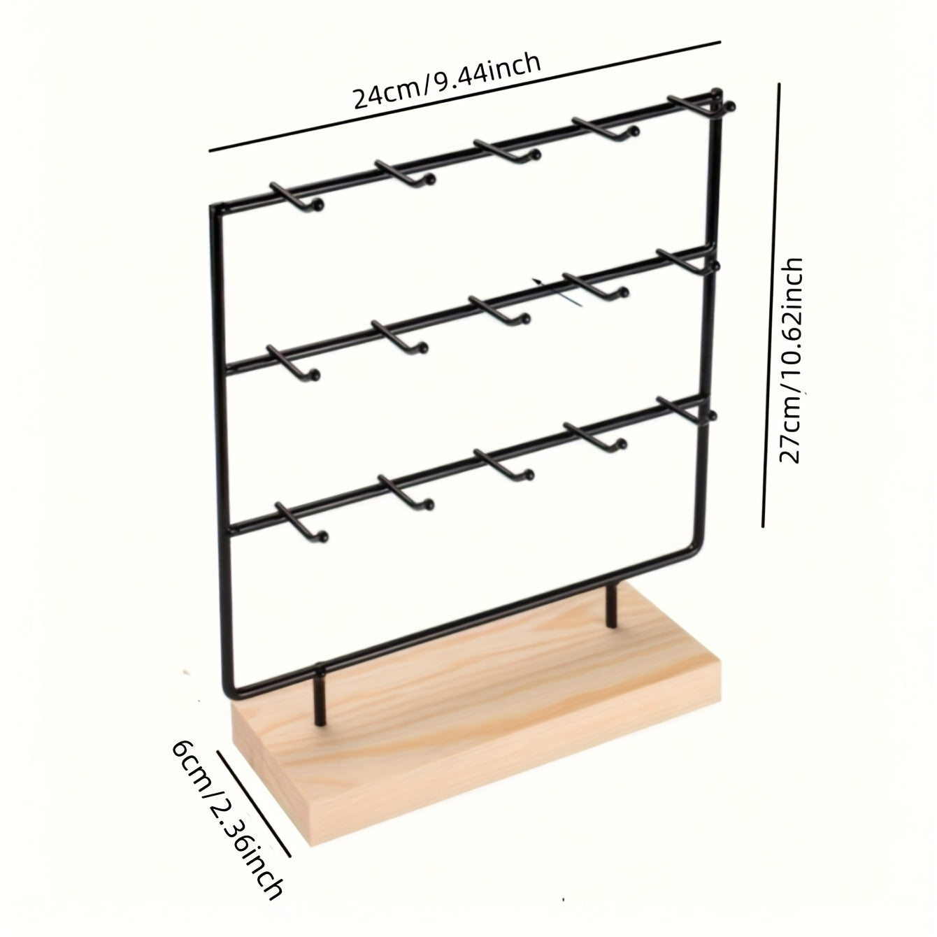 1pc Elegant Wooden Earring Display Stand with Metal Frame - Rectangular, Lacquered Finish, Perfect for Selling or Organizing Jewelry, Jewelry Display | Modern Earring Rack | Durable Jewelry Stand, Jewelry Display Rack, Jewelr