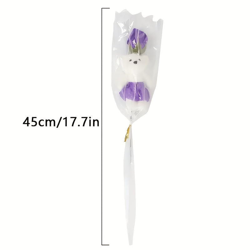 10 Bouquets of Artificial Roses with Plush Bear Plastic Roses for all kinds of holidays, anniversaries, weddings, home decor, Halloween, Christmas, romantic gifts and special occasions, Best for Christmas