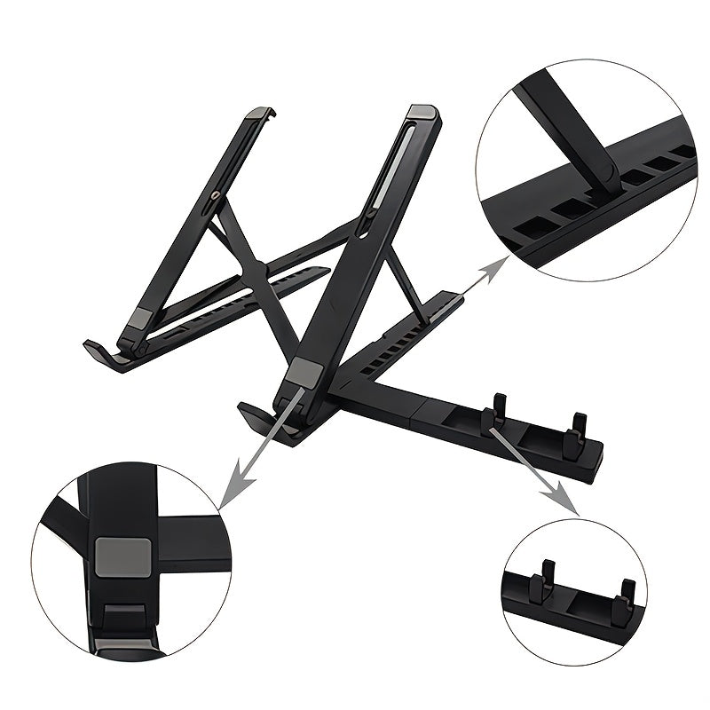 2-in-1 adjustable laptop stand with cooling function, portable ABS tripod base, stable and ergonomically designed, suitable for home office and remote work, laptop support stand, essential item for remote work, modern technol
