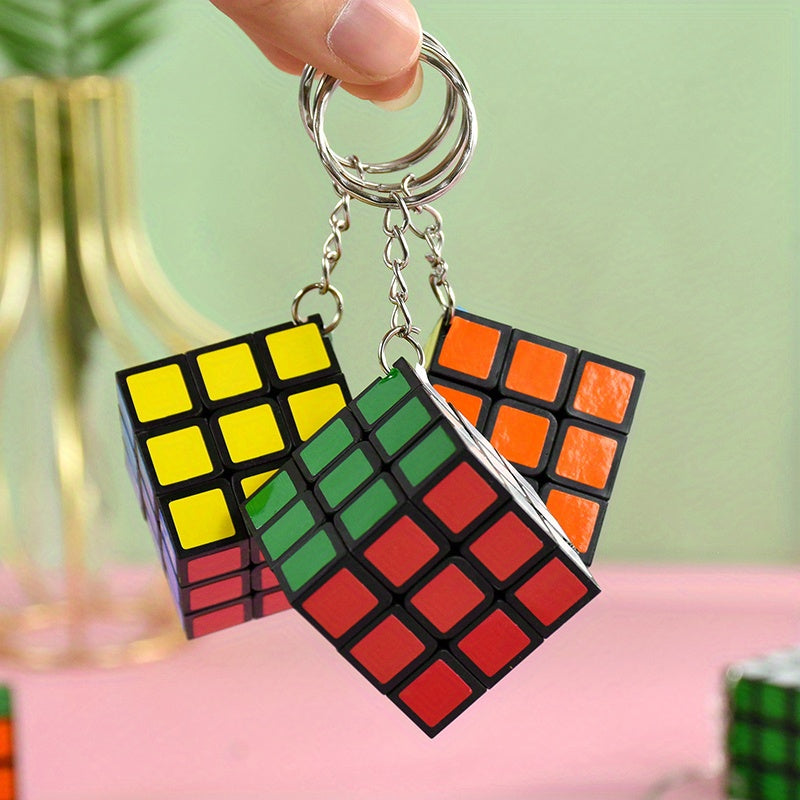 5pcs/Set Creative Mini Puzzle Cube Keychain 3X3Cm New Backpack And Key Pendant Promotional Gift Bag Accessories Wedding Birthday Party Guest Favorites Fashion Jewelry Decoration Gift, Halloween, Christmas