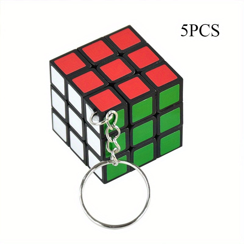 5pcs/Set Creative Mini Puzzle Cube Keychain 3X3Cm New Backpack And Key Pendant Promotional Gift Bag Accessories Wedding Birthday Party Guest Favorites Fashion Jewelry Decoration Gift, Halloween, Christmas