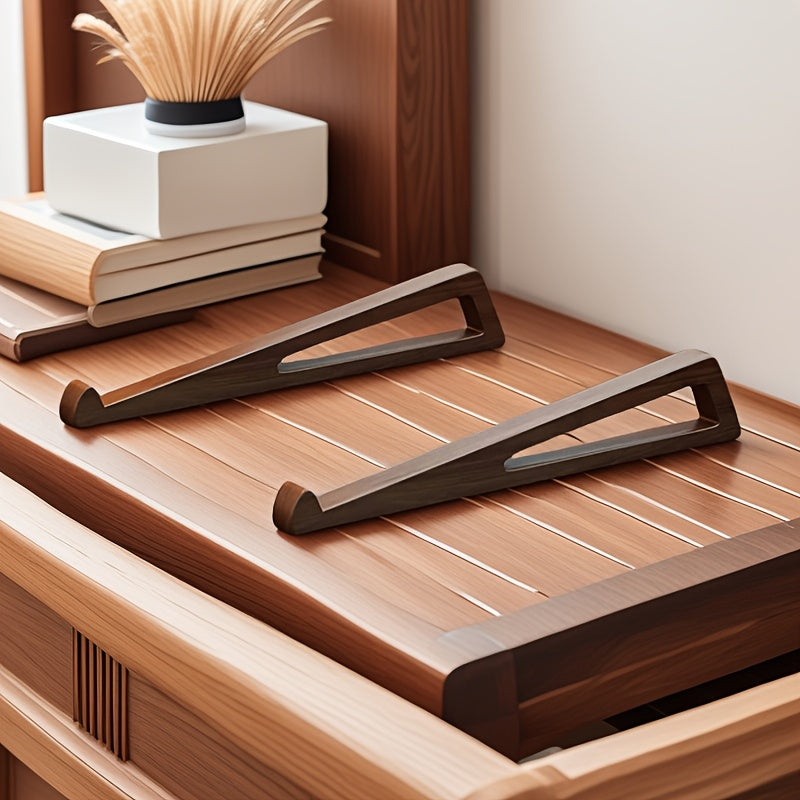 Ergonomic Bamboo Laptop Stand with Wooden Shelf - Portable Reading & Study Desk for Books, Tablets, and Laptops, Retro Style Office Accessory, Laptop Stand for Desk, Durable Construction