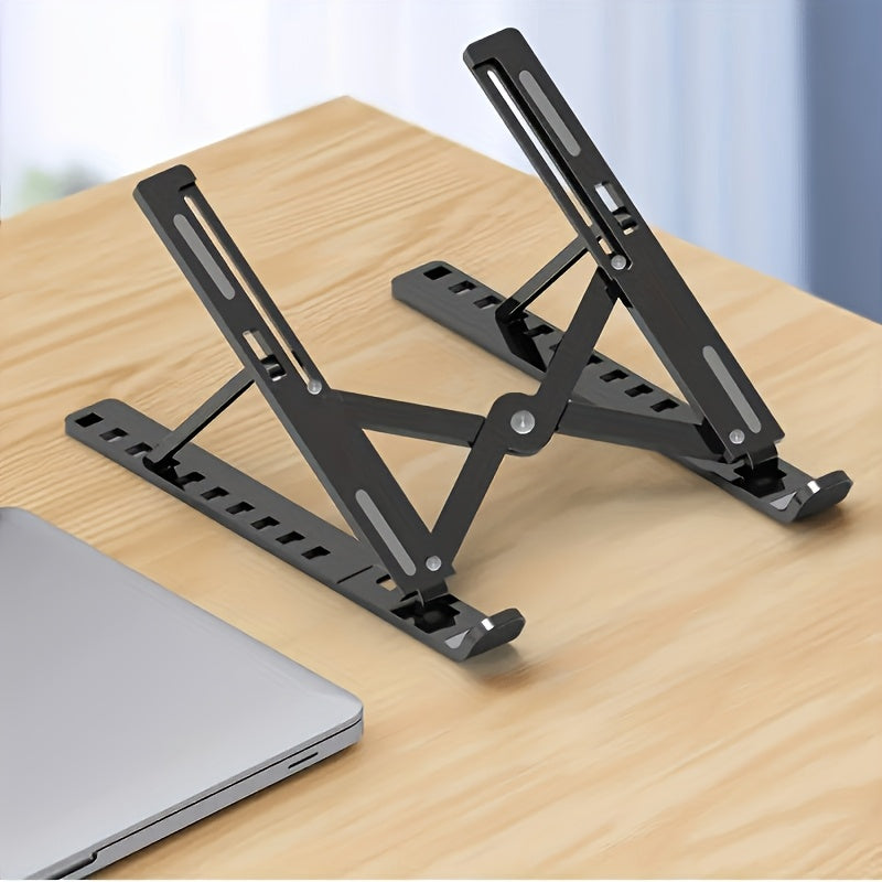 1 Portable Foldable Laptop Stand - 10-Level Adjustable Cooling Desk Support, Space-Saving Design for All Computers, White, Sturdy Structure, 4 Seasons Use