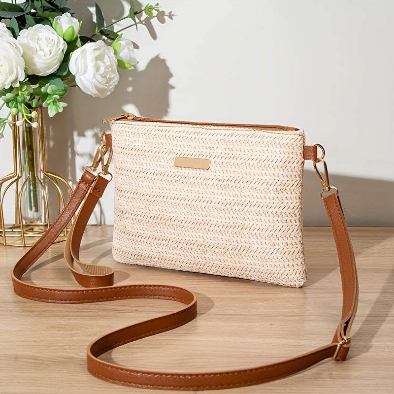 Bohemian Woven Crossbody Bag with Adjustable Strap