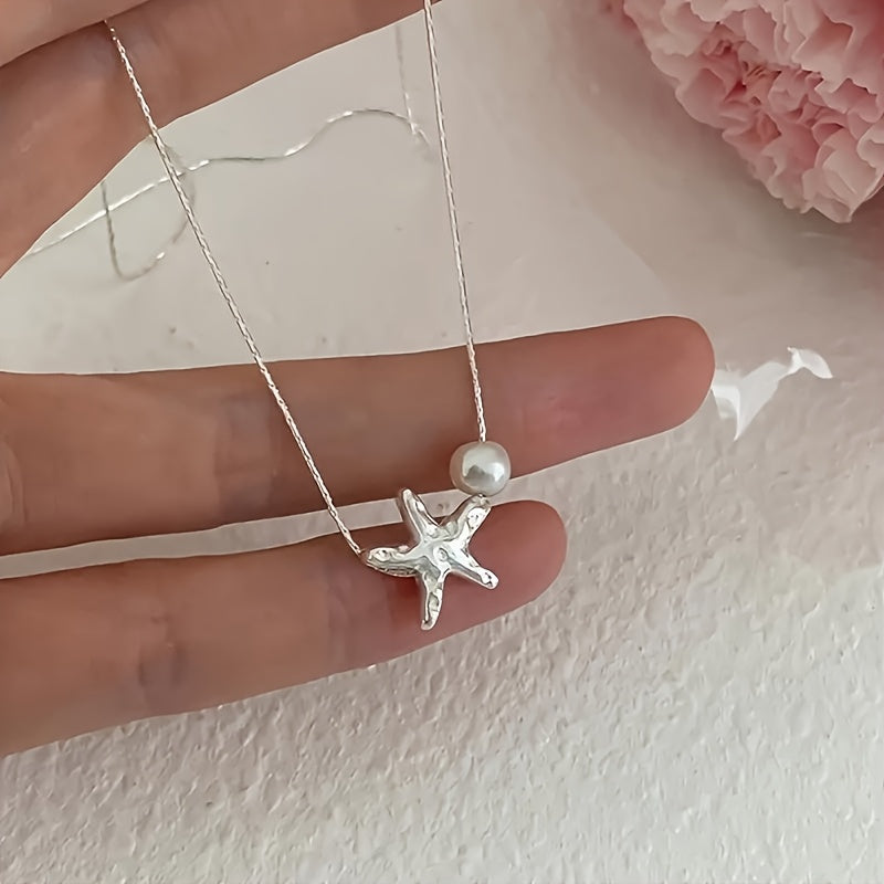 1pc Simple Starfish Necklace for Women, Unique Design Sense, Versatile and Exquisite Star Accessory