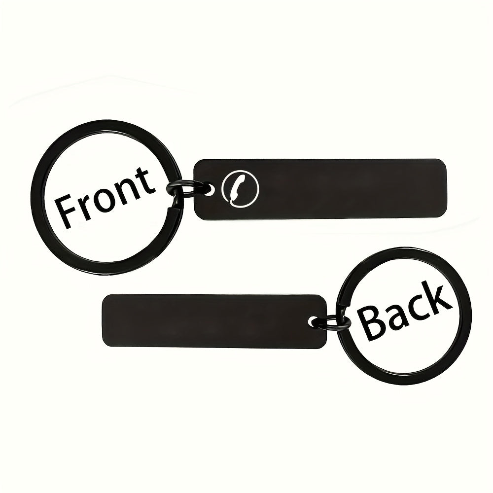 Custom Engraved Keychain - Personalized with Text/Phone/Message, Laser-Engraved Durable Metal Key Ring, Funky Style for Men's Fashion Accessories & Anti-Loss Gifts, Personalized Gifts | Classic And Enduring Design | Lasting E