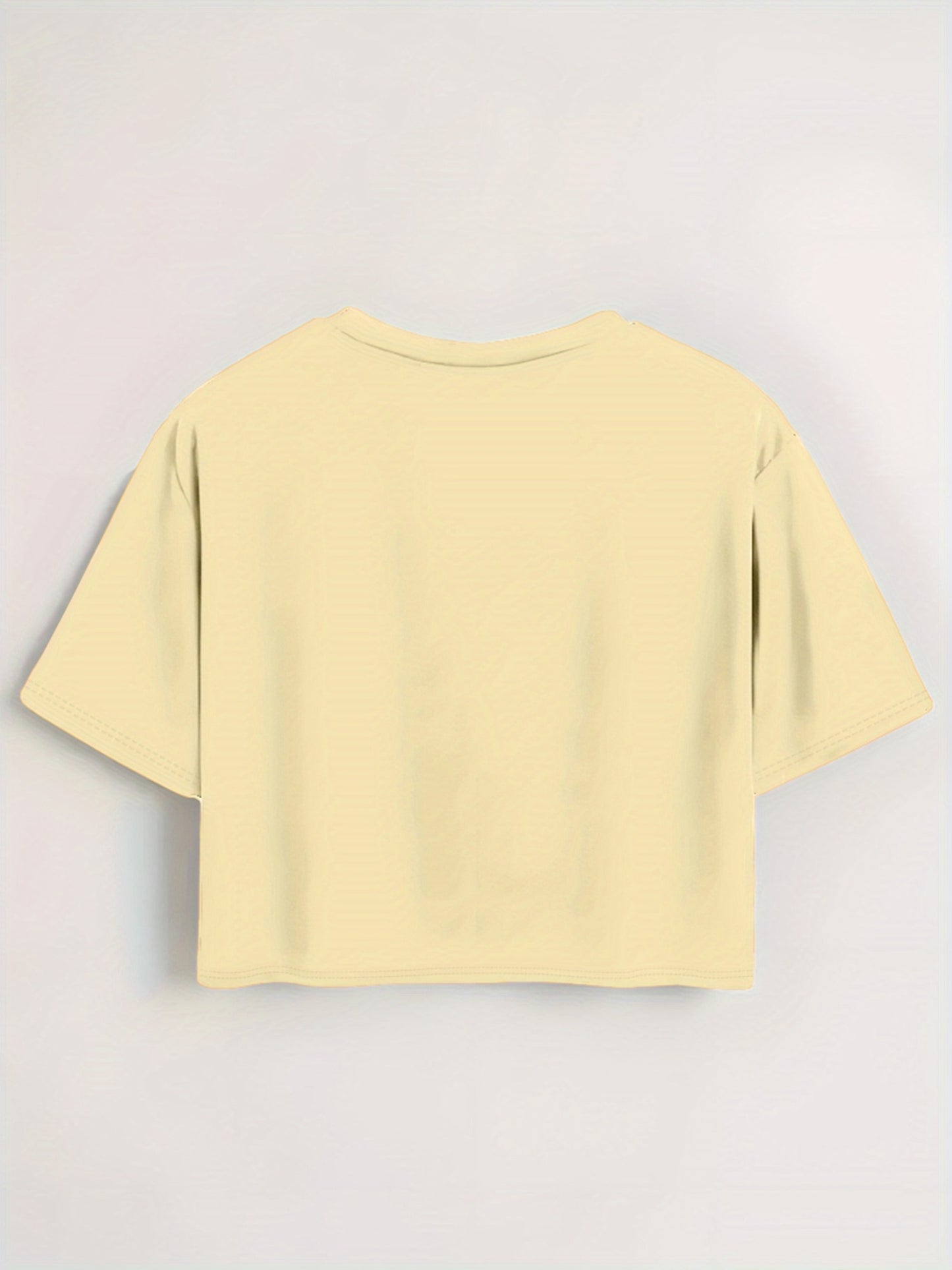 Women'S Red Heart & Butterfly Print Crop Top T-Shirt - Casual Round Neck Short Sleeve, Lightweight Polyester, Machine Washable, Spring/Summer Fashion Essential, Versatile Streetwear, Butterfly Shirt