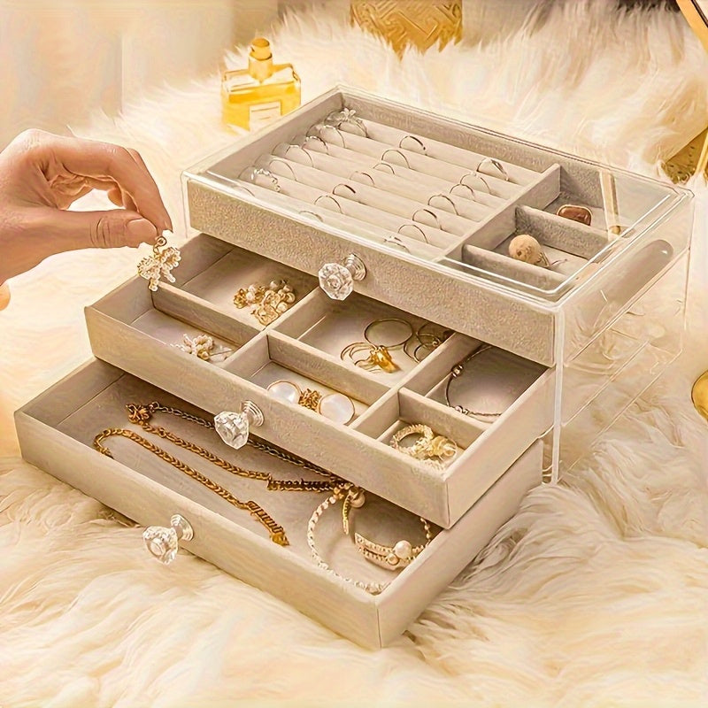 Cosmetic Storage Box - Single-Layer Acrylic Jewelry Storage Box with Drawers