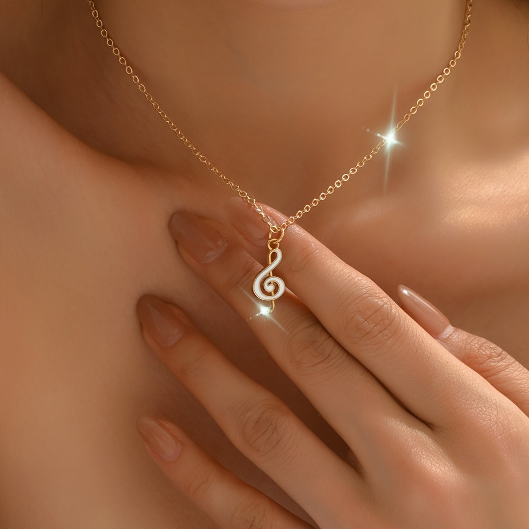 1pc Elegant Minimalist Golden-Plated White Enamel Daisy Pendant Necklace with Delicate Chain - Everyday & Music Festival Jewelry for Women, Year-Round Versatile Accessory, Necklace Pendant, Festival Fashion, Chic Appearance,