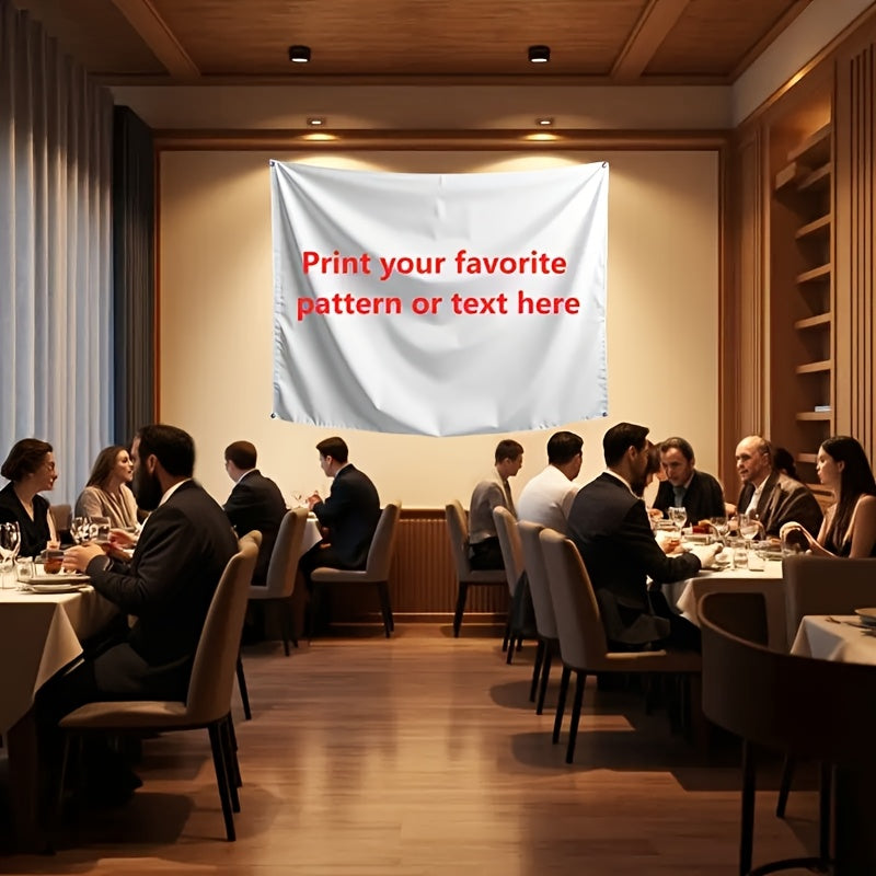 A Customizable Banner Flag That Can Be Personalized, Available in Various Sizes, Featuring Four Brass Grommets for Hanging. You Can Print Your Images, Text, And Logos on The Banner Using Digital Printing, Ensuring Clear Image