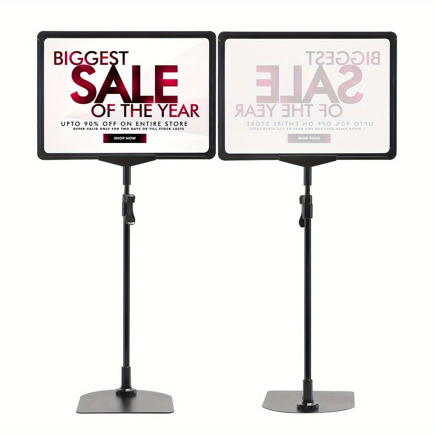 Adjustable 8.5x11" A-Frame Display Stand - Dual-Sided Poster Holder with Viewing Window, Durable Plastic, Ideal for Retail & Service Use, Black, Standing Shelf