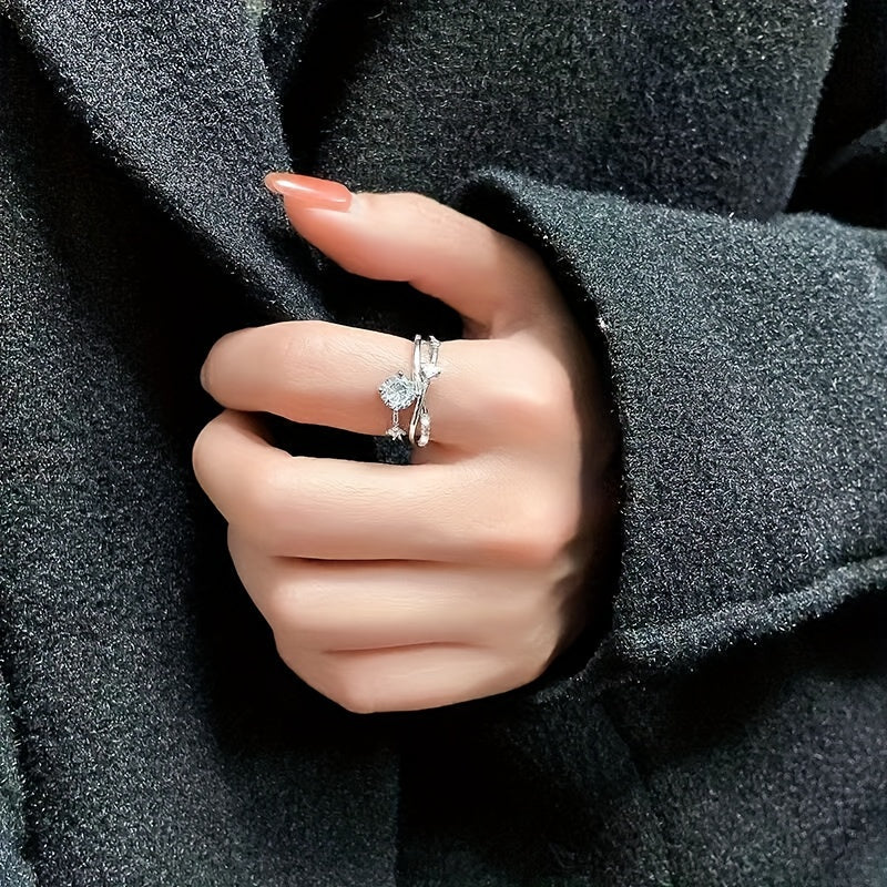 cosmic orbit planet design copper micro-inlaid synthetic Zirconia ring