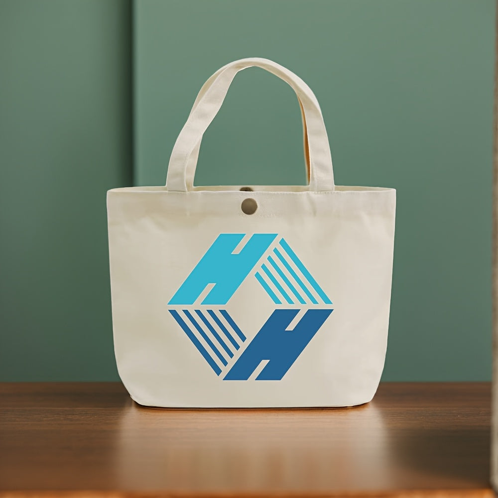 Customizable Canvas Tote Bag for Women - Personalized Mini Handbag with Button Closure, Black with Red Text, Perfect for Work, Commute, Shopping & Parties, Mini Purse