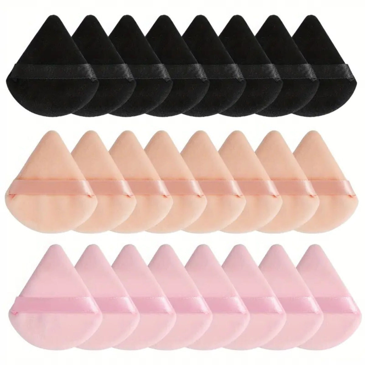 11/25pcs Reusable Triangular Makeup Sponges & Beauty Blenders - Soft Plush, Fragrance-Free, 3 Colors (Black/White/Pink) for Foundation, Powder, Blush - Gentle on Normal Light Beige, Face & Body Use, Makeup Sponges for Blendin