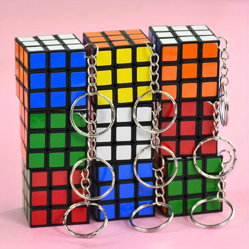 5pcs/Set Creative Mini Puzzle Cube Keychain 3X3Cm New Backpack And Key Pendant Promotional Gift Bag Accessories Wedding Birthday Party Guest Favorites Fashion Jewelry Decoration Gift, Halloween, Christmas