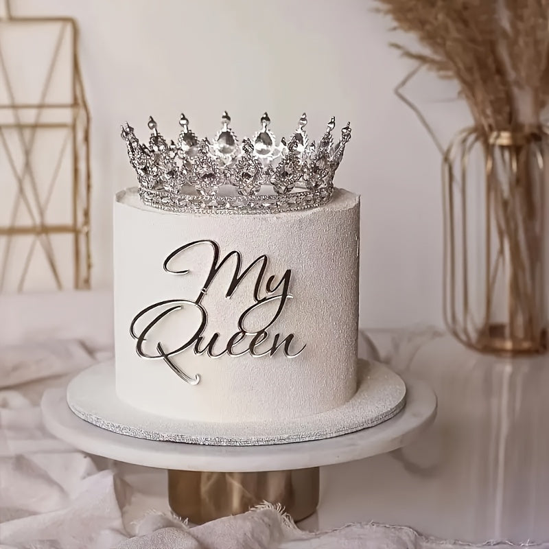 Elegant Sparkling Princess Birthday Crown Cake Topper - Golden & Diamond-Embellished Metal Design, Perfect for Youngsters' Parties, Weddings, And Celebrations, Princess Party Decorations, Princess Party Decorations Supplies f