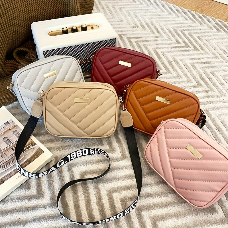 Elegant Square Crossbody Bag with Adjustable Strap & Golden-Tone