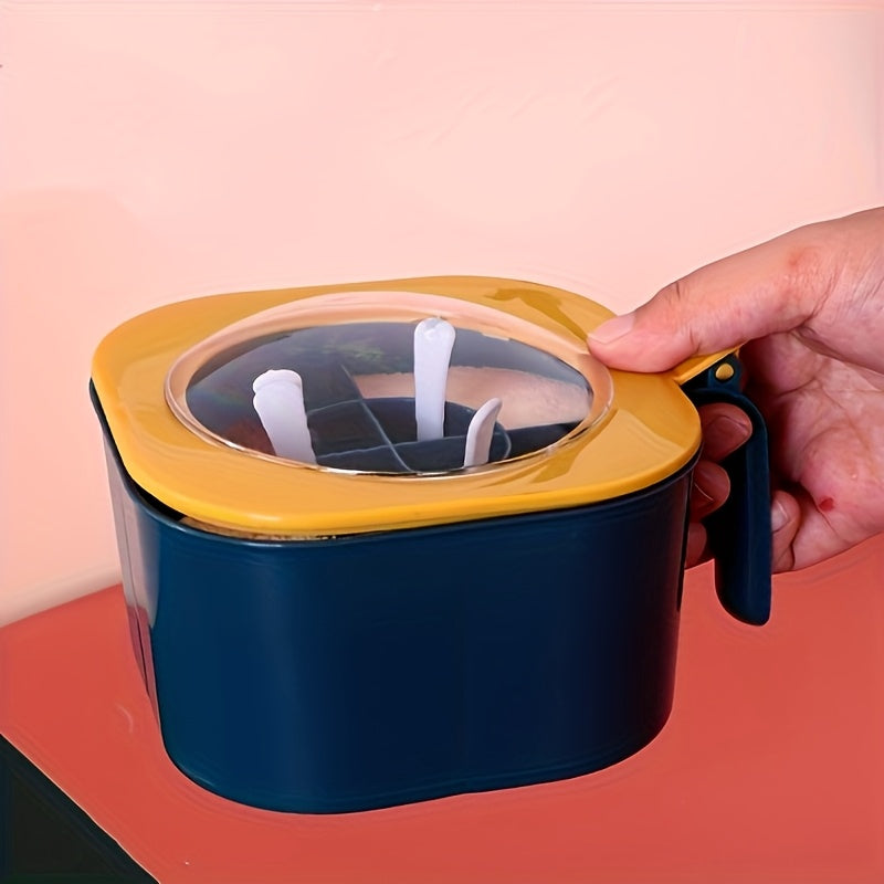 Large Capacity Spice Box with Lid and Spoon - Durable ABS Material, 4-Compartment Multi-Purpose Kitchen Seasoning Storage Container for Home Organization, Salt Shaker Set, Convenient Combination Use (Suitable for All Seasons)